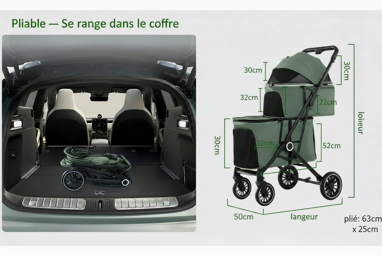 Poussette multifonction double pliable et léger