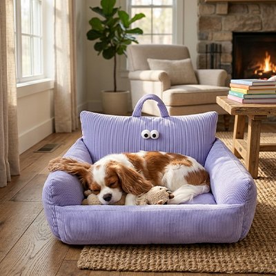 Canapé Chien violet avec yeux décoratifs