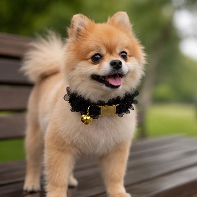 Collier Chien dentelle noir extérieur 