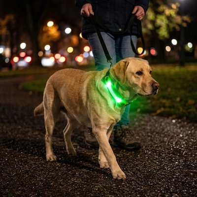 Collier Chien lumineux vert ultra-visible
