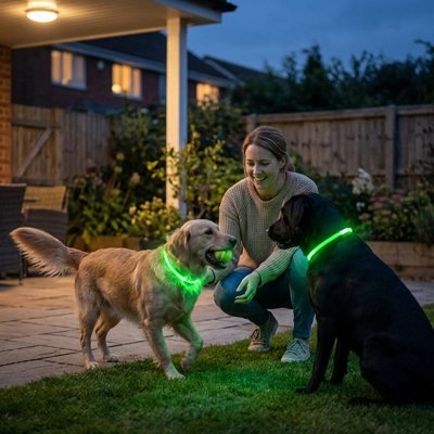 Collier Chien lumineux vert bonne visibilité 
