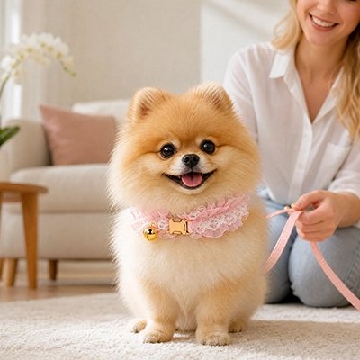 Collier Chien rose et doré