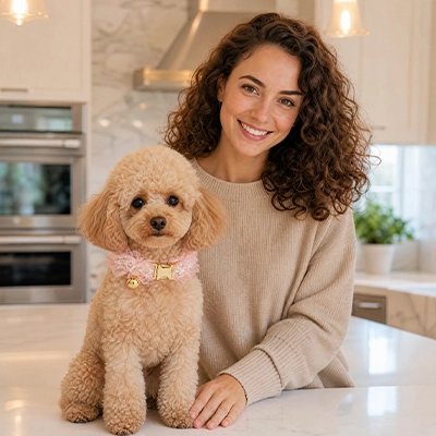 Collier Chien rose