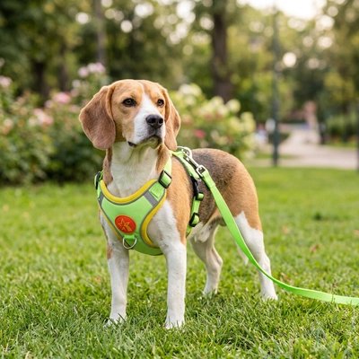 Harnais pour Chien vert résistant réfléchissant 