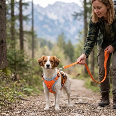 Harnais pour Chien orange taille standard grâce aux ajustements multiples