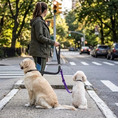 Laisse double pour Chien balade avec maitre