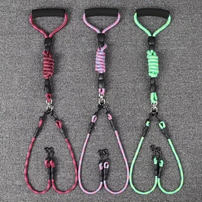 Laisse double pour chien vert rose et rouge
