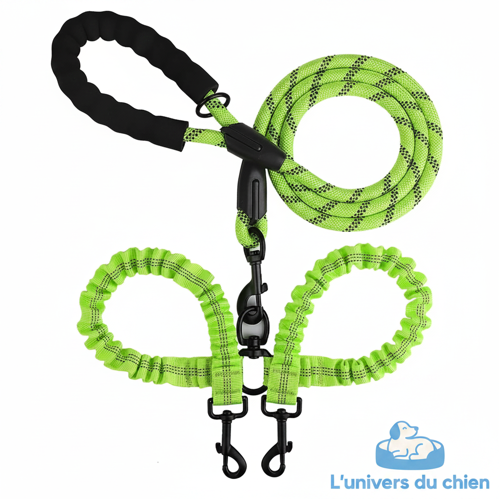 Laisse double pour chien | Anti-emmêlement