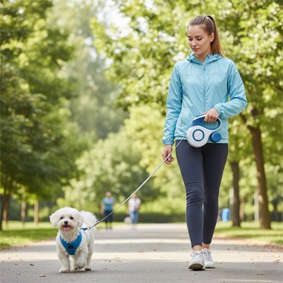 Laisse enrouleur chien avec mécanisme de verrouillage