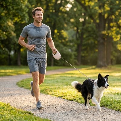 Laisse pour Chien rétractable offrant confort, contrôle et liberté de mouvement lors des promenades quotidiennes.