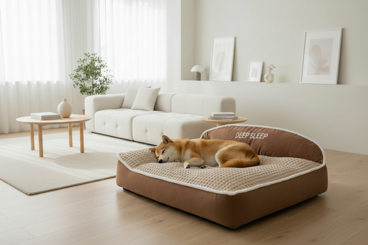 Lit beige marron studio moderne