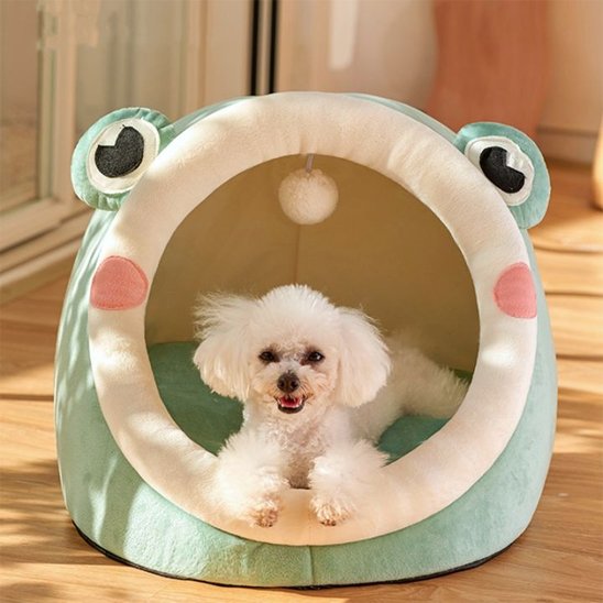 Lit pour chien type grotte pliable et lavable