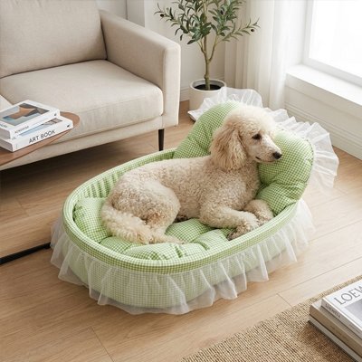 Lit pour Chien vert tissu respirant