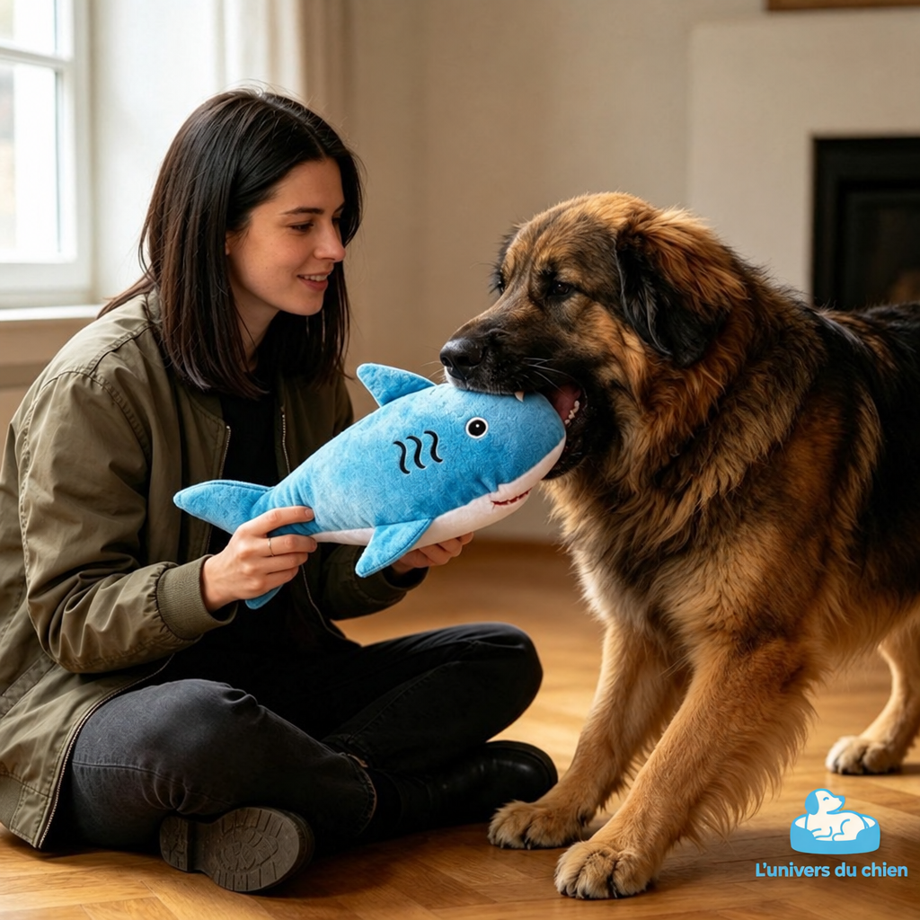 Peluche requin bleue avec logo