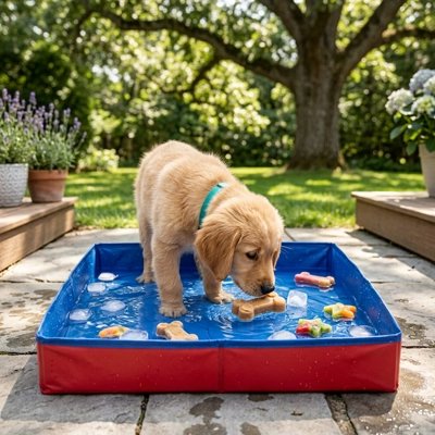 Piscine Chien baigner et joue