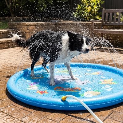 Piscine pour Chien  rafraichissent avec système de jets d'eau intégré