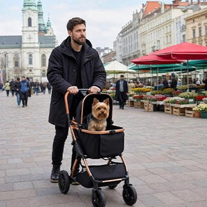 Poussette pour Chien 2 en 1 couleur noir robuste léger et pliable