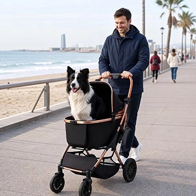 Poussette pour Chien robuste promenade sur la corniche 